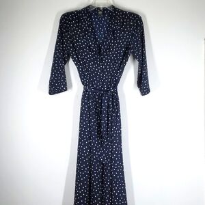 BOBEAU Polka Dot Navy Blue White Jumpsuit L